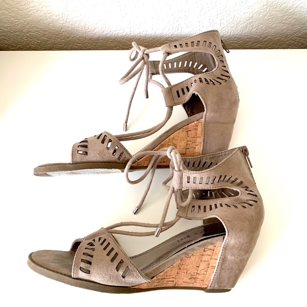 Madden Girl Taupe Suede Wedges